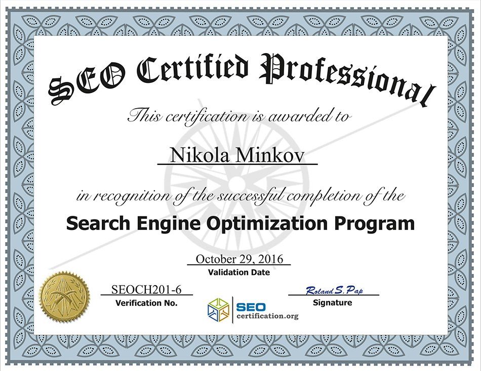 SEO Certified Professional 2016