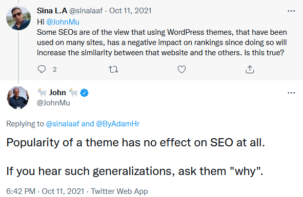 John Mueller от Google отговаря на въпрос в Twitter, като казва, че популярността на дадена тема не оказва влияние върху SEO