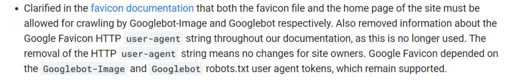 Съобщение на Google относно премахването на Favicon User Agent