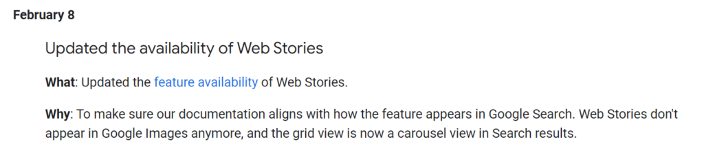 Съобщение на Google относно промяната в начина, по който ще се показват Web Stories