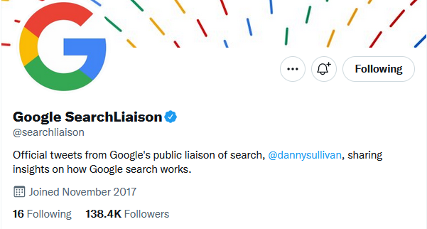 google searchliaison twitter